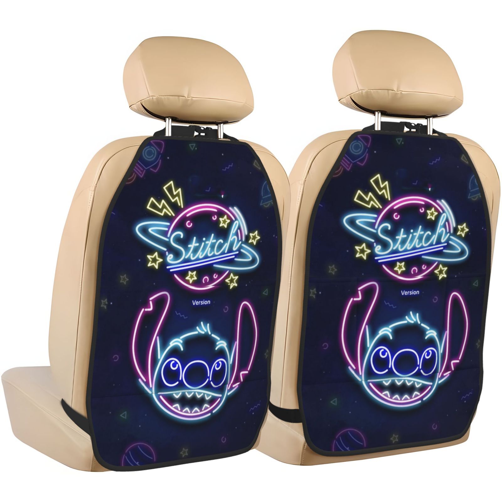 Anime Cartoon Stitch 2 Pcs Antikick Storage Mat for Car Seat Back