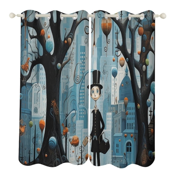 Anime Castle Blackout Curtains for Bedroom Curtains Insulated Room Darkening Window Drapes for Living Room