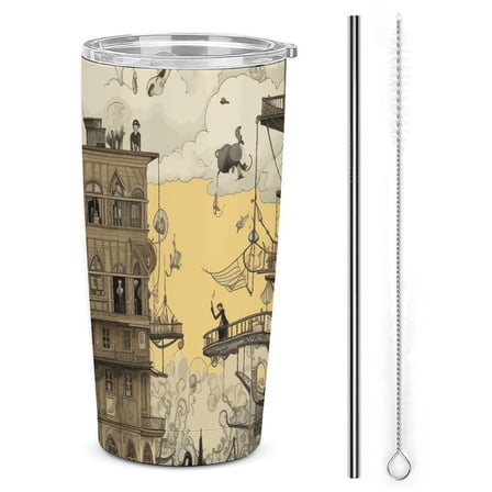 Anime Castle Tumbler with Lids And Straws Insulated Cup Reusable Stainless Steel Water Bottle Travel Mug