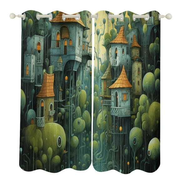 Anime Castle Window Curtain Panels Grommet Blackout Curtains Blackout Curtains for Living Room