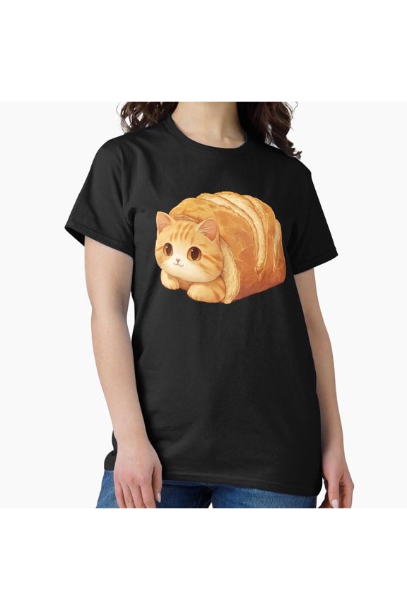Anime Cat Bread Loaf Funny Cute Kitten Meme Classic Graphic Design Unisex T-Shirt, up to Size 5XL