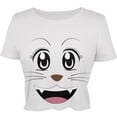 thumbnail image 1 of Anime Cat Face Neko White Juniors Crop T-Shirt, 1 of 1