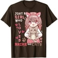 thumbnail image 1 of Anime Cat Girl Just a Girl Who Loves Anime and Cats Unisex T-Shirt for Men Women Kids Toddler,Dark Chocolate Color,Size L, 1 of 5