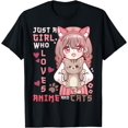 thumbnail image 1 of Anime Cat Girl Just a Girl Who Loves Anime and Cats Unisex T-Shirt for Men Women Kids Toddler, 1 of 5