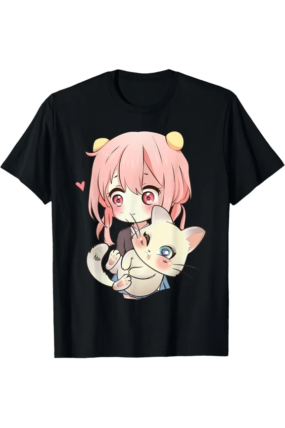 Anime Cat Lover T-Shirt – Kawaii Manga Graphic Tee for Teen Girls & Boys
