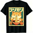 thumbnail image 1 of Anime Cat Ramen Japanese Funny Japanese Kawaii Cat Graphic T-Shirt short sleeve shirt Casual Short-Sleeve Men's T-Shirts men's graphic tees shirts men fashion round neck gifts for him, 1 of 5
