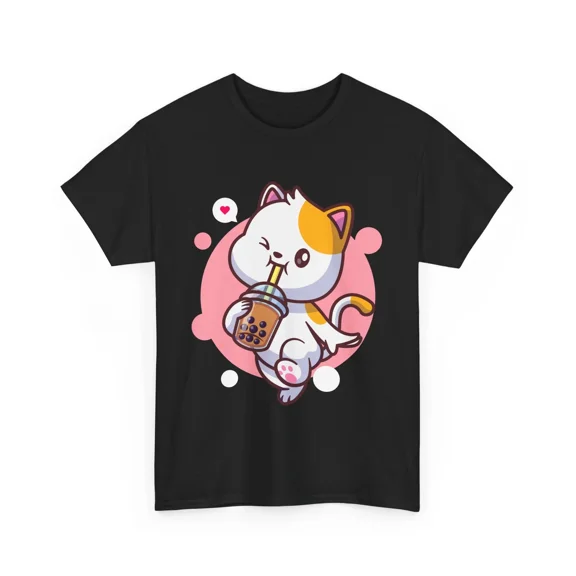 Anime Cat Shirt, Kawaii Cat Neko Boba Tea Shirt, Cats Lovers T-shirt