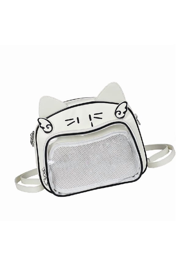 Anime Cats Theme PU Backpack for Trendy Youth Pin Display Itabag Shoulder Bag