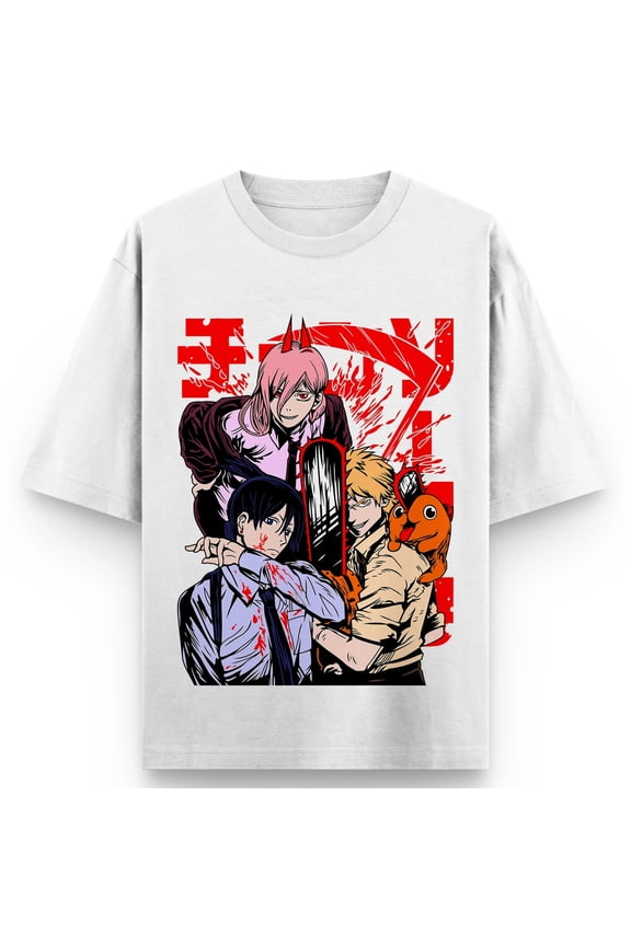 Anime Chainsaw Man T-Shirt Power Makima Denji Print Men Women Cotton Y2k Comfort Fit Streetwear Unisex Cosplay Gift