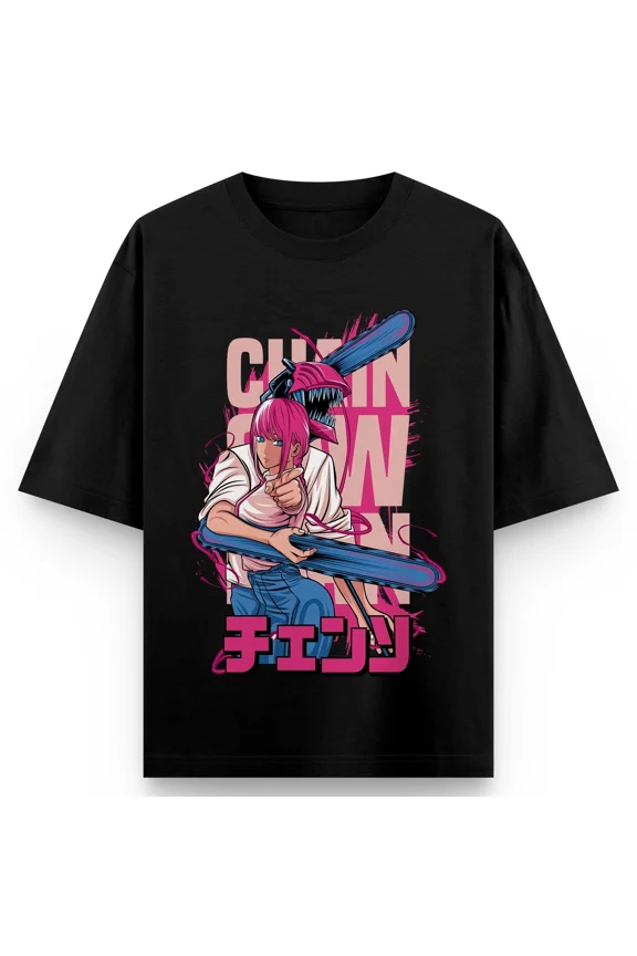 Anime Chainsaw Man T-Shirt Power Makima Denji Print Men Women Cotton Y2k Comfort Fit Streetwear Unisex Cosplay Gift