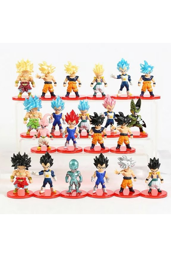 Anime Character Action Figure Set 21 Piece Collection, Mini Figures with Display Stands, Detailed Design for Play or Display