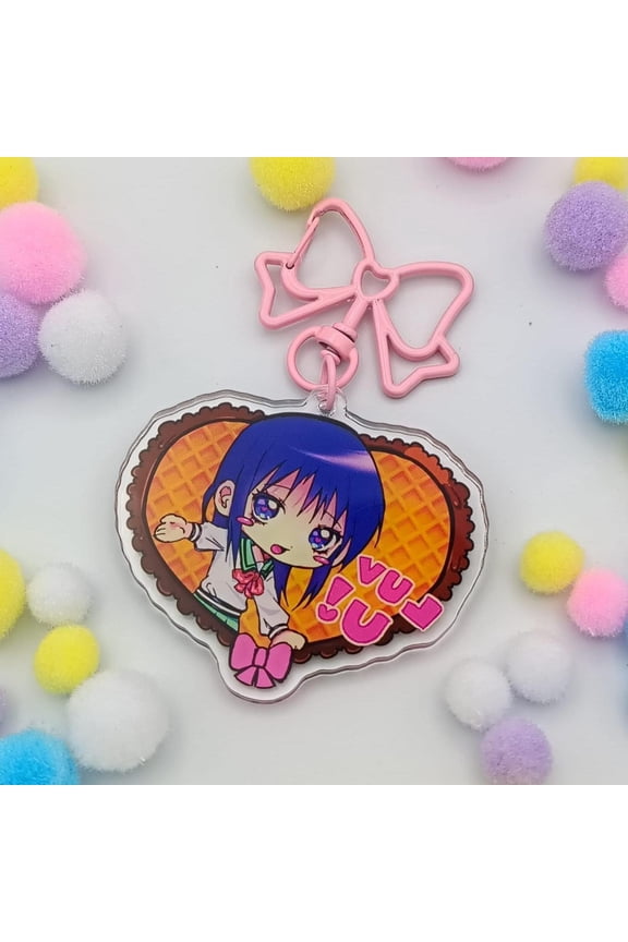 Anime Character Chibi Keychain, Glitter Effect Acrylic Charm