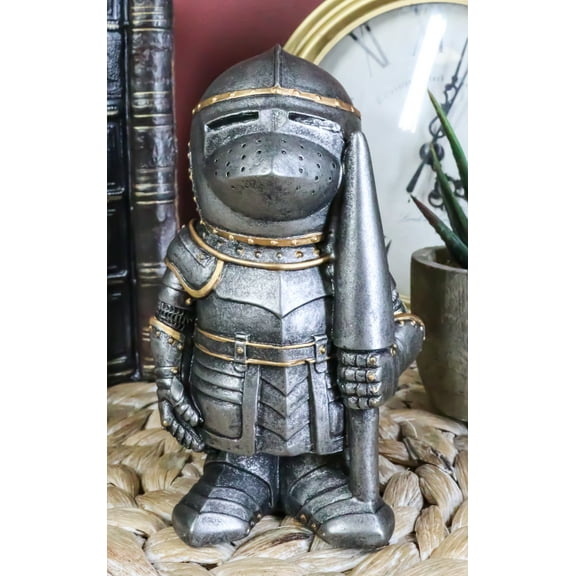 Anime Chibi Medieval Knight Suit Of Armor With Jousting Lance Pike Figurine 4"H