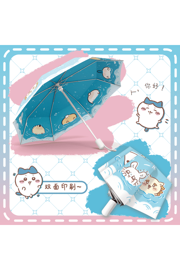 Anime Chiikawa Cartoon Umbrella Double Sided Cute Ins Portable Sun Protection Umbrella Usagi Hachiware Cartoon Automatic Model
