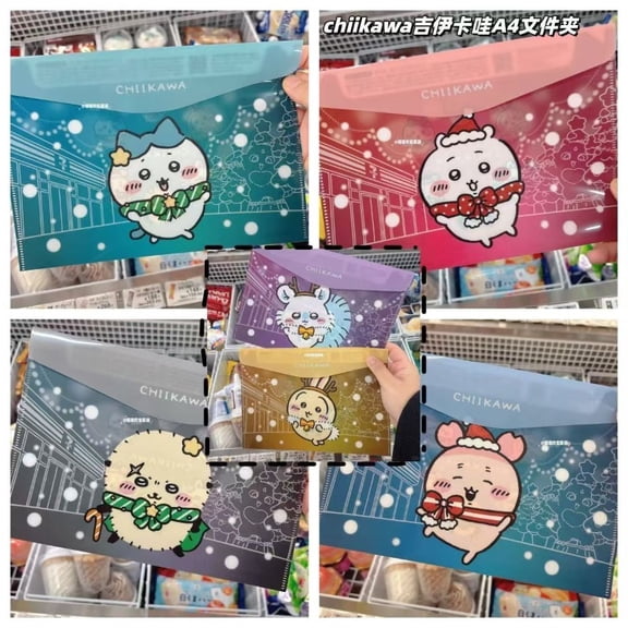 Anime Chiikawa Cute A4 File Organizer with Momonga Usagi Hachiware Perfect for Christmas Gift Kawaii Cartoon