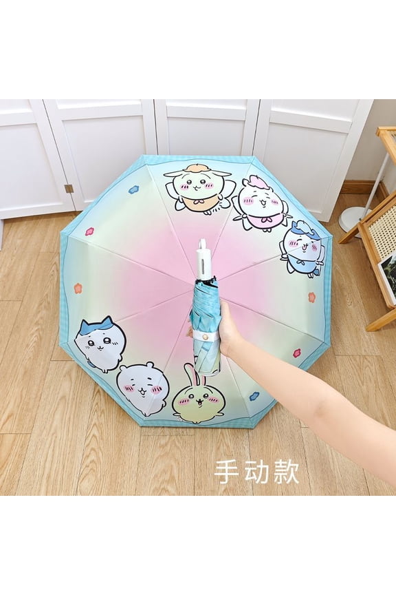 Anime Chiikawa Cute Fresh Sun Protection Umbrella Parasol Student UV Rays Fully Automatic Vinyl Folding Cartoon Kawaii 2026 New