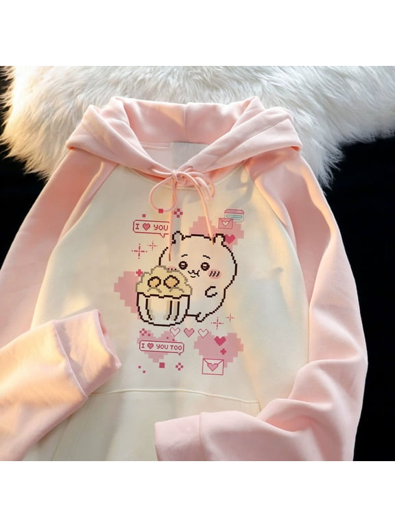 Anime Chiikawa Japanese College Sweatshirt Women's Model 2026 Thin Pure Cotton Loose Lazy Hooded Jacket Cartoon Kawaii Lovely