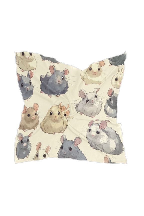 Anime Chinchilla Square Silk Scarf, 23.6223.62in Polyester Simulated Silk Satin Scarf Tops for Women Head Wraps Shirt Bandana Curly Hair Tie Headband Headscarf