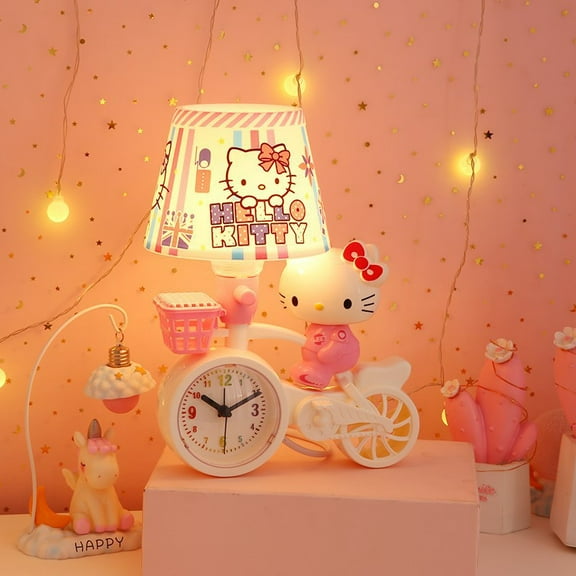 Anime Cinnamoroll Hello Kitty Night Lights Kawaii Sanrio Cute Decoration Bedroom Sleep Light with Alarm Clock Desk Gift
