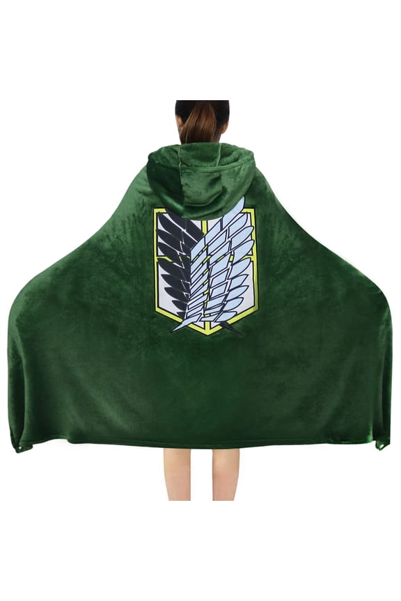 Anime Cloak Green Hooded Cape Bath Towel Blanket for Adults Homewear Sleepwear