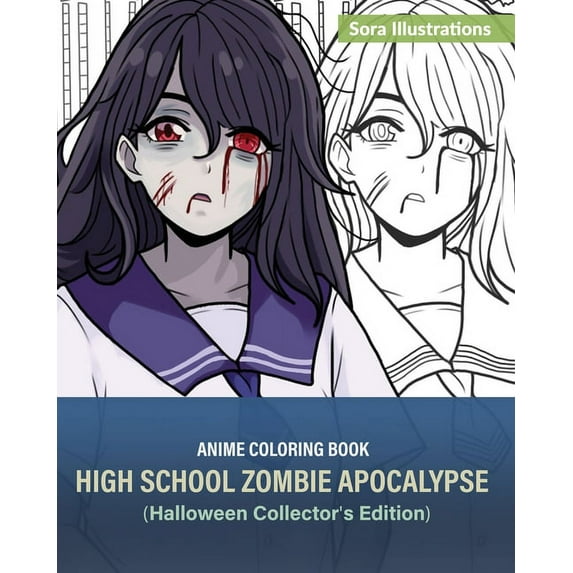 Anime Coloring Book: High School Zombie Apocalypse (Halloween Collector's Edition) (Paperback)