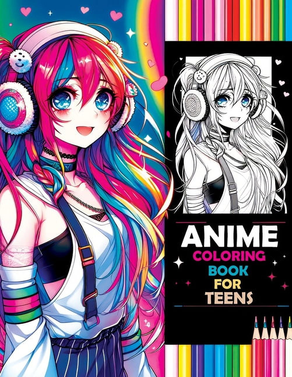 Anime Coloring Book for Teens: Beauty Pop and Anime Girls, Book 1, (Paperback)