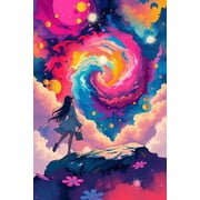 Anime Cosmic Fantasy Poster   Girl Under Vibrant Galaxy Sky  Photo Paper
