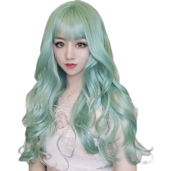 Anime Cospaly Wig Female Long Hair Fluffy Fashion Makeup Fake Hair Harajuku Large Wavy Long Curly Hair Full Head Cover - Granny Gray
