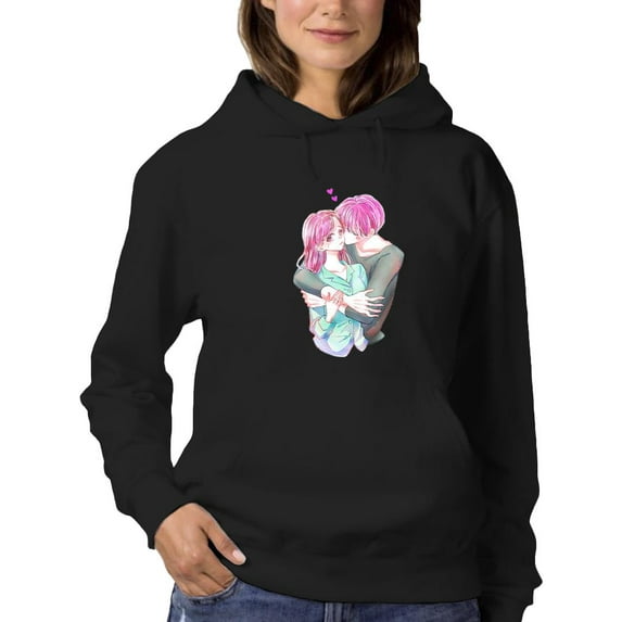Anime Couple Sweet Kiss Hoodie Women -Image by Shutterstock, Female XX-Large