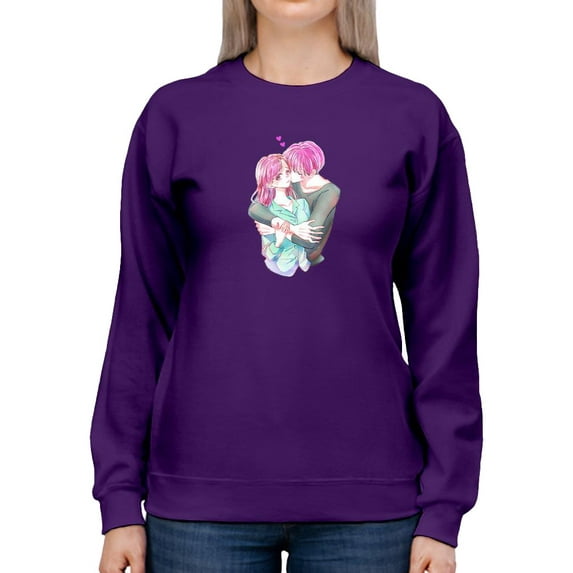 Anime Couple Sweet Kiss Sweatshirt Women -Image by Shutterstock, Female 4X-Large