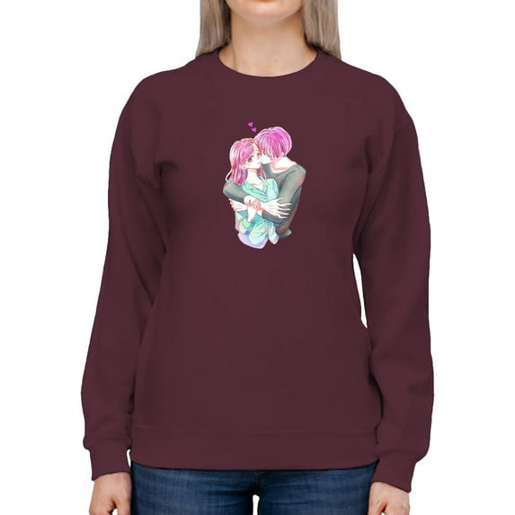 Anime Couple Sweet Kiss Sweatshirt Women -Image by Shutterstock, Female x-Large