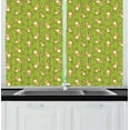 thumbnail image 1 of Anime Curtains 2 Panels Set, Kids Toy Rabbits Pattern on a Green Background with Doodle Carrots, Window Drapes for Living Room Bedroom, 55W X 39L Inches, Apple Green Yellow and White, by Ambesonne, 1 of 2