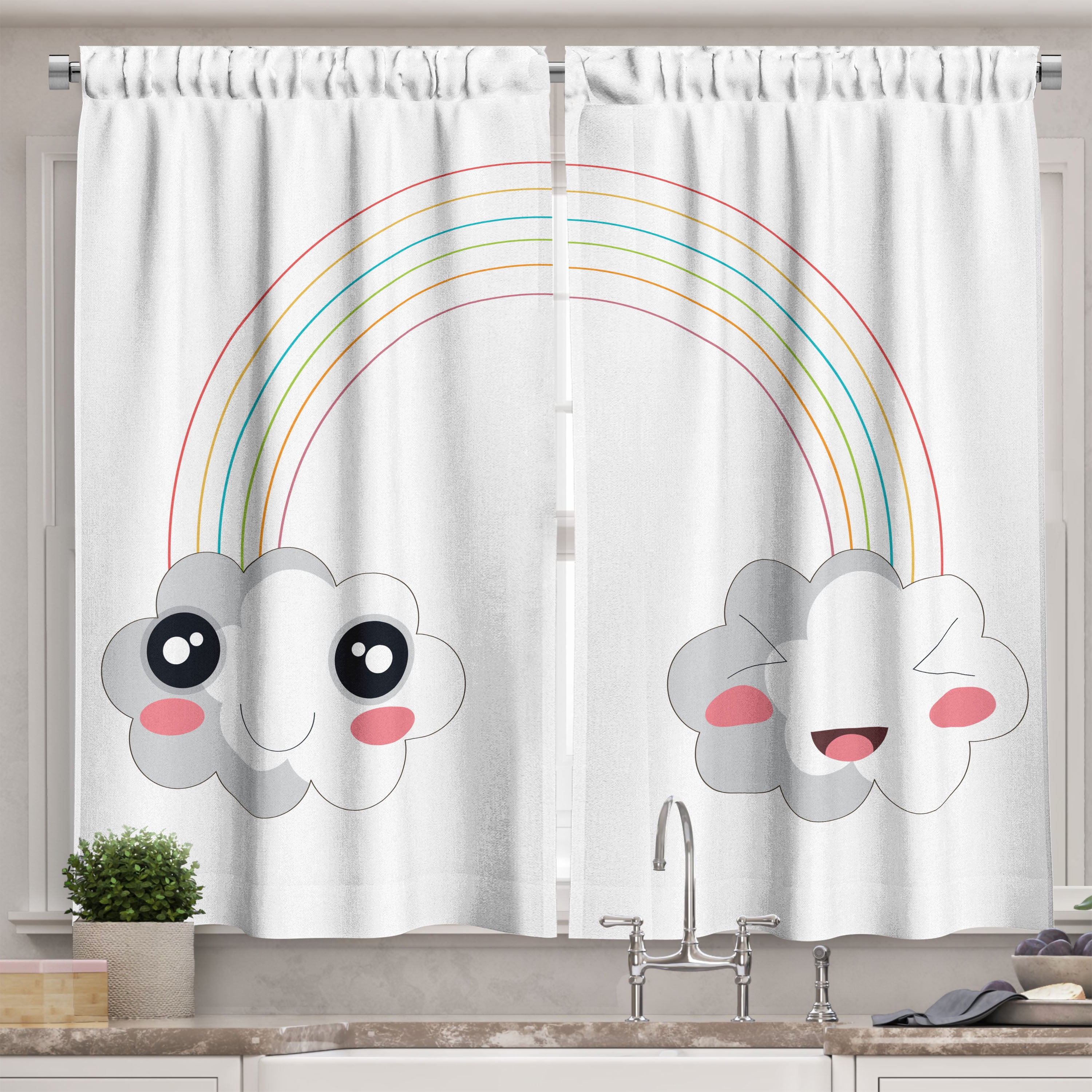 Anime Curtains 2 Panels Set Two Clouds