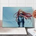 thumbnail image 1 of Anime Cutting Board, Futuristic Manga Girl Science Fiction Doodle Effect Japanese Style Digital Art Print, Decorative Tempered Glass Cutting and Serving Board, Large Size, Pale Blue, by Ambesonne, 1 of 1