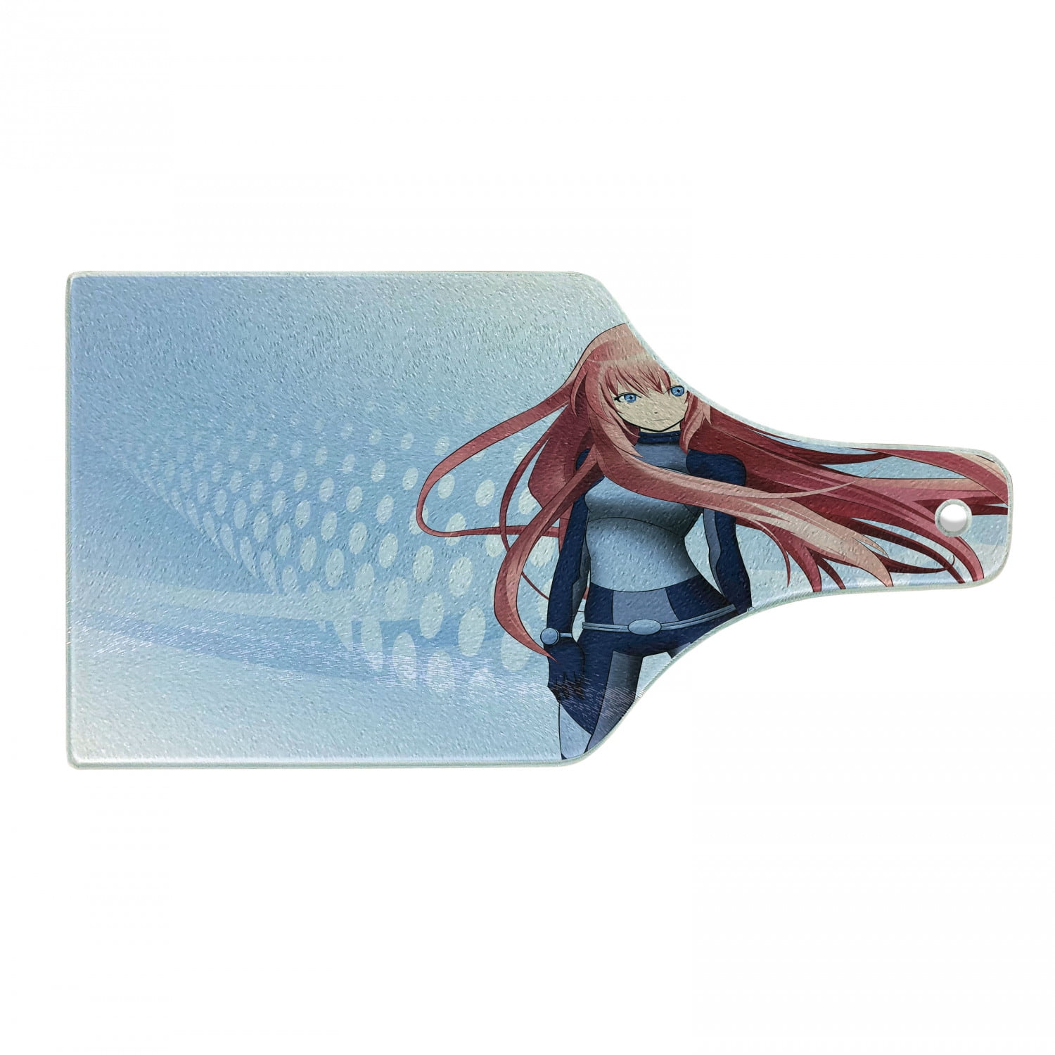 Pale Blue Futuristic Anime Tempered Glass Cutting Board