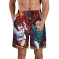 thumbnail image 1 of Anime Dandadan Men's Beach Shorts Swim Trunks Casual Quick Dry Board Shorts Swimwear with Mesh Lined and Pockets, 1 of 8