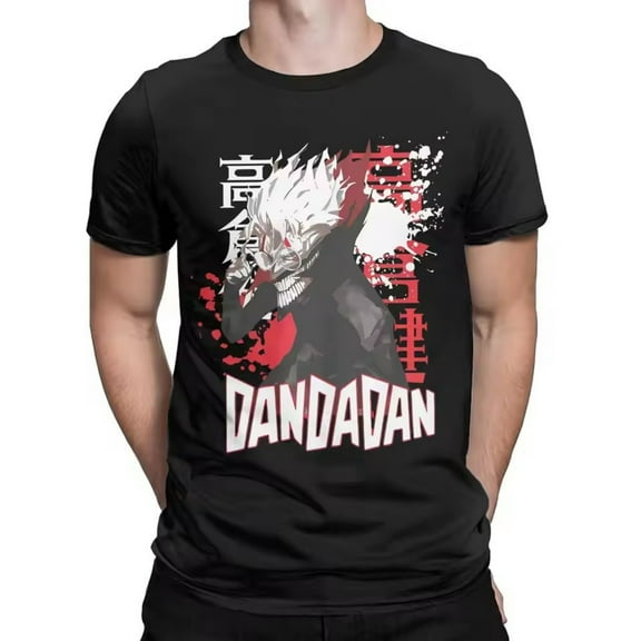 Anime Dandadan Shirt Okarun Graphics Men Cotton Short Sleeve Unisex S-3XL Black Vintage T-shirts