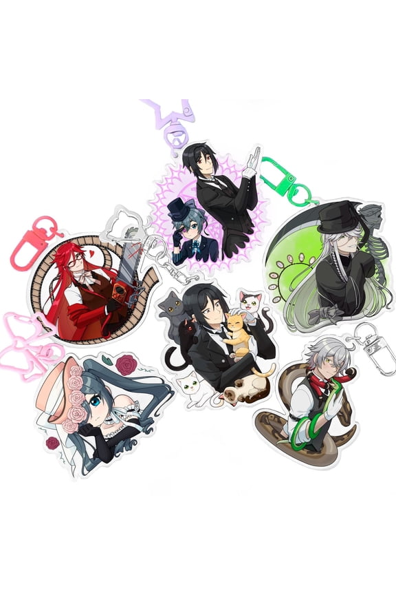 Anime Demon Butler Acrylic Keychain Cute Chibi Character Bag Charm Fan Gift, random 1 pack
