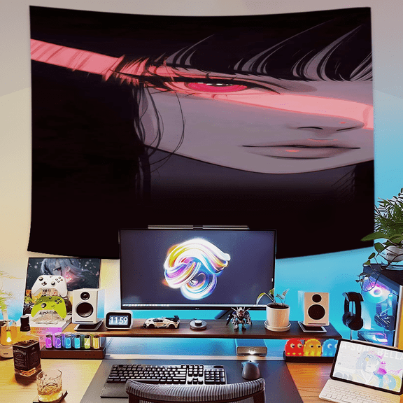 Anime Demon Girl Tapestry 28.74 x 37.4 inches Dark Fantasy Wall Hanging for Bedroom or Gaming Room