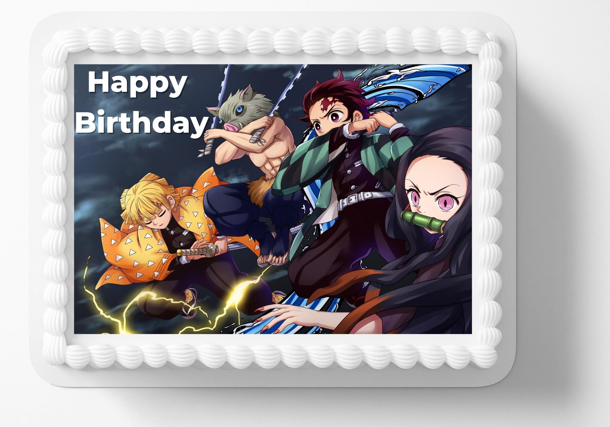 Anime Cartoon Various Characters Happy Birthday Edible Cake Topper Image  ABPID03648