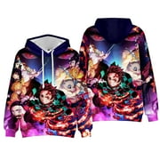 QINGY Anime Demon Slayer 3d Printing Men Women Kids Fashion Hooded Sweatshirt Casual Hip-Hop Pullover,#4,Size-Child 100