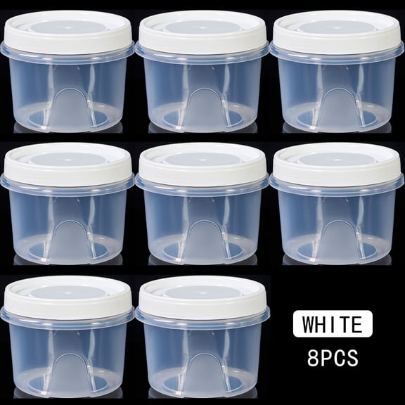 8 Pcs 500ml Round Food Fresh Keeping Box Kitchen Refrigerator Storage Container Fruits Snacks Sealed Jar Microwave Heating