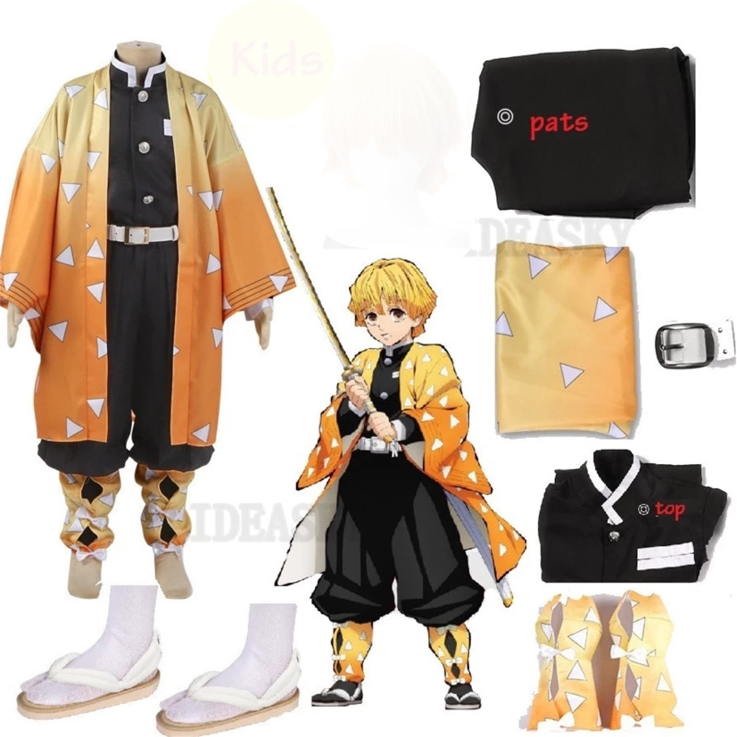Anime Demon Slayer Agatsuma Zenitsu Cosplay Costume Kimetsu No Yaiba ...