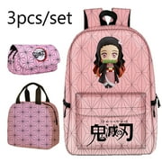 Anime Demon Slayer Backpack Lunch Box Pen bag set Student School Bag Laptop Cosplay for Boys Girls