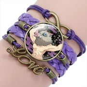 LANLIYUN Anime Demon Slayer Braided Bracelet Cosplay Prop Kamado Tanjirou Nezuko Figure Couple Bracelets Jewels Gifts for Kids Boys Girls Inosuke B