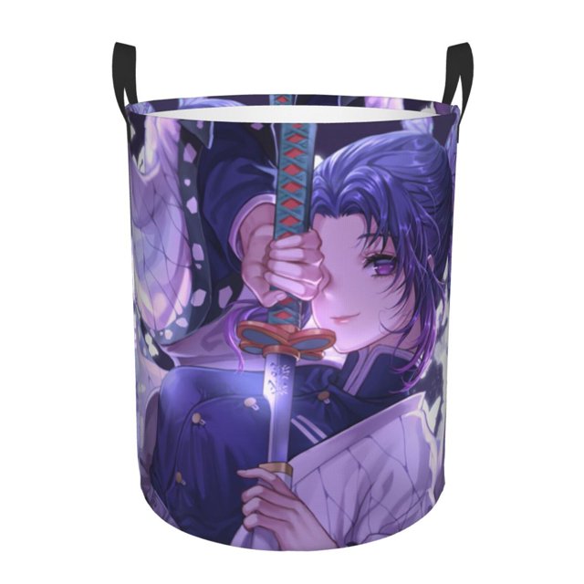 Anime Demon Slayer Circular Hamper Foldable Large Storage Baskets Round