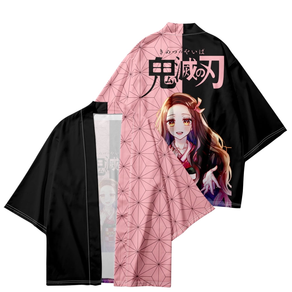 Demon Slayer Kamado Tanjirou Costume Kamado Nezuko Kimono Cardigan Anime  Jacket Coat Top for Unisex Adult Kids 