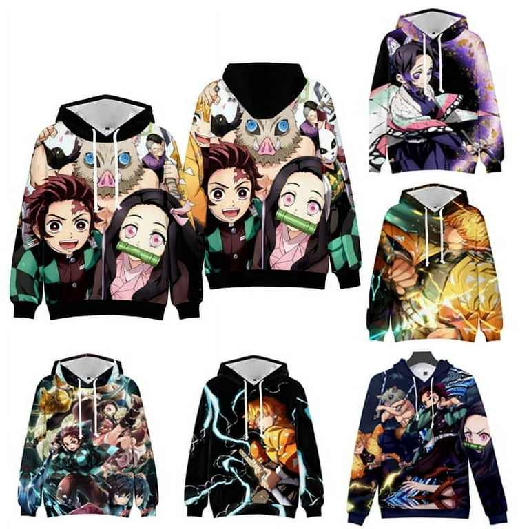 Anime Demon Slayer Hoodie 3d Printed Hoodies with Pocket Sweatshirts Tops Pullovers Unisex 4 Size Adult 5XL