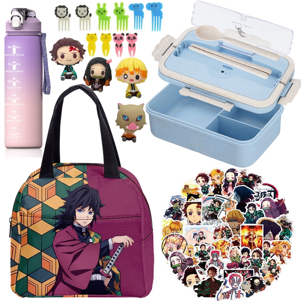 Anime Demon Slayer Lunch Box Kids Bento Box -Larger-Style Kid Lunch Box  Containers Leak Proof Bento Lunch Box, BPA Free Lunchbox for Girls Teens  Toddlers with Utensil, Food Fork Picks,Water Cup #01 