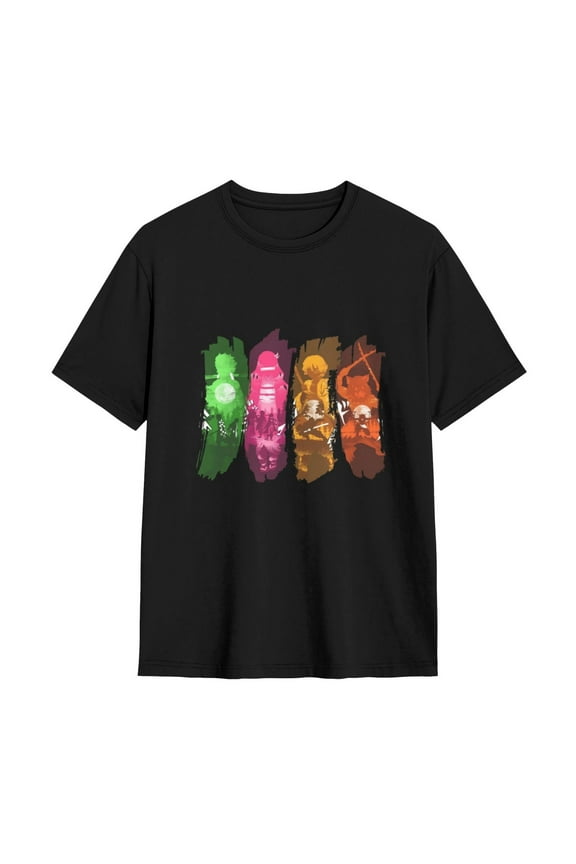 Anime Demon Slayer Shirt Mens Shirts 3D Printing T-Shirts Cartoon Cosplay Shirts Fashion Casual Top black1-Small